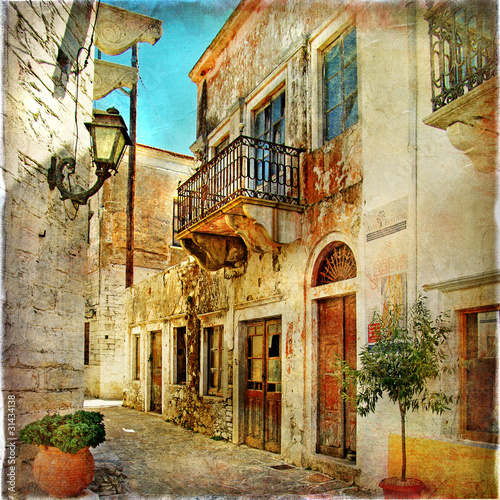 Naklejka - mata magnetyczna na lodówkę pictorial old streets of Greece