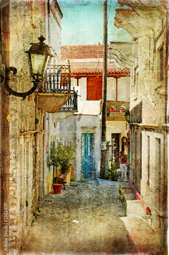 Naklejka - mata magnetyczna na lodówkę old greek streets- artistic picture