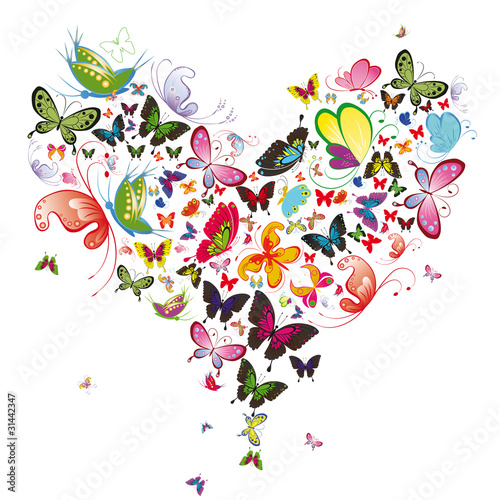 Naklejka na meble Butterfly heart, valentine illustration. Element for design