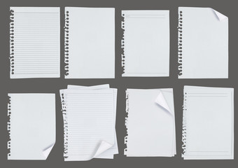 blank note paper over grey background