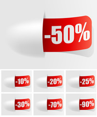 Wall Mural - Red discount tongue-like tags set.