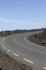 Wall Mural - road through the Lava fields in Lanzarote