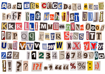 newspaper alphabet isolated