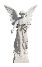Statue Of A Young Angel Isolated On White With Clipping Path
