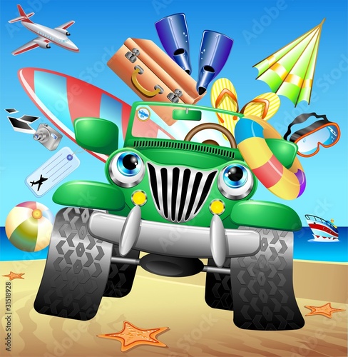 Jeep Vacanze al Mare-Jeep at the Beach-Vector