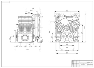 Wall Mural - drawing a piston compressor. vector illustration