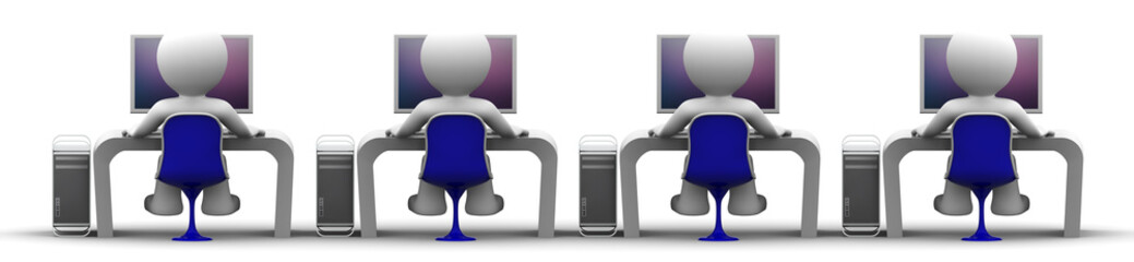 team of computer experts at workplace