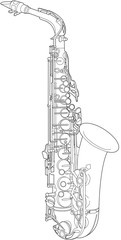 Line drawing of a saxophone