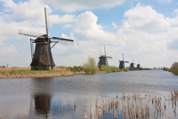 Historic windmills at Kinderdijk in the Netherlands