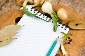 Wall Mural - notebook to write recipes with spices