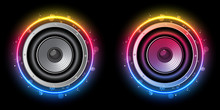 Disco Speaker With Neon Rainbow Circle