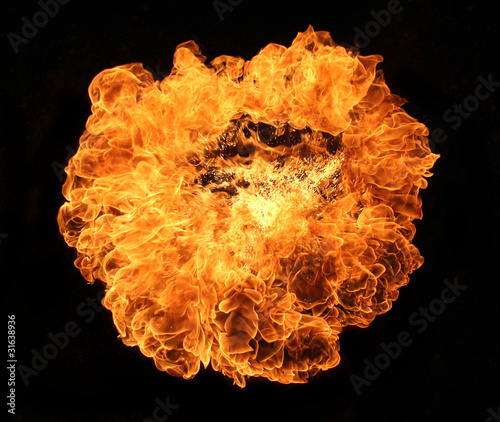 Cuadros en Lienzo Fire explosion on black background