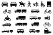 Sinnbilder Icons Straßenverkehr PKW LKW Motorrad Kinder