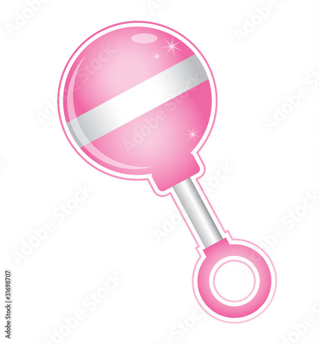 Shiny girl baby pink rattle toy vector illustration - Buy this stock