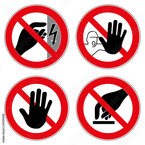 Verbotszeichen Set Nicht berühren Zutritt Hand Halt Verboten Stock