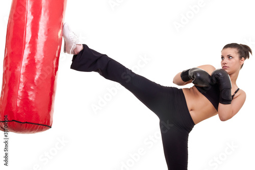 Woman Kick Lerretsbilde