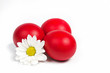 red Easter eggs with flower