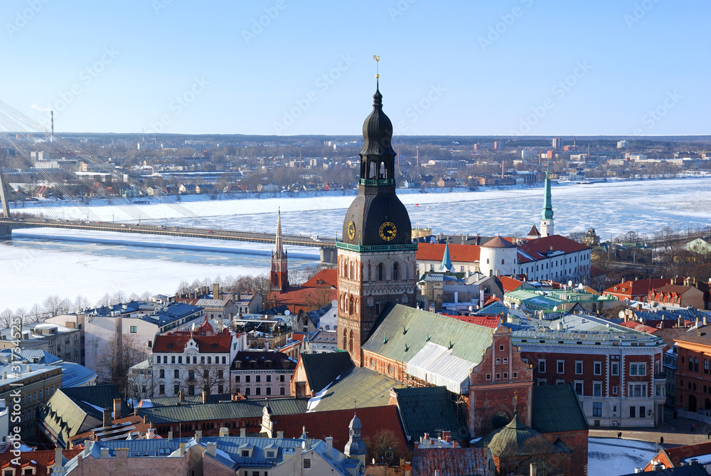 Obraz na płótnie Areal view on Riga, Latvia w salonie