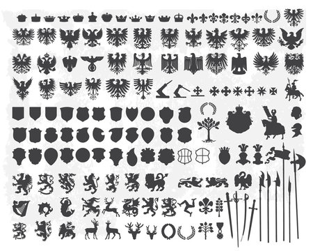 silhouettes of heraldic design elements