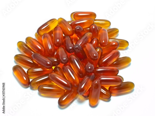 Fotografie, Obraz Lecithin gel capsules on white background