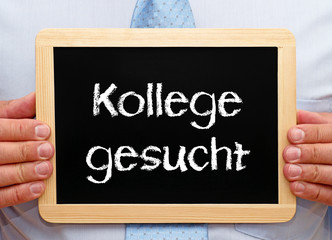 Poster - Kollege gesucht Schild mit Geschäftsmann