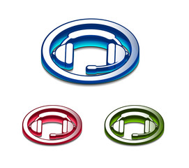 Sticker - 3d glossy headset web icon