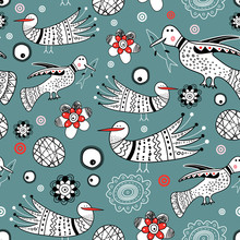 Graphic Pattern Of Ornamental Birds