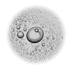 little spermatozoon in a drop of liquid, collage image isolated