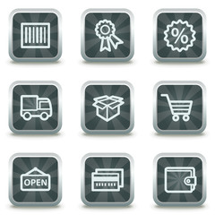 Wall Mural - Shopping web icons set 2, grey square buttons