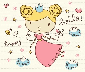 Wall Mural - Vector Cute Fairy