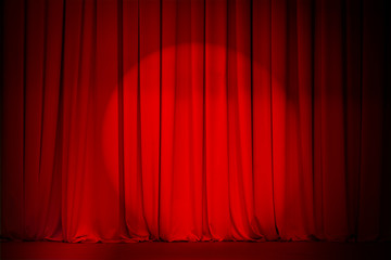 Wall Mural - theatre red curtain with spotlight