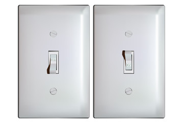 Electric light switch in ON and OFF positions