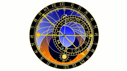 Wall Mural - astronomical clock on white background