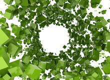 Abstract Green Cubes Background