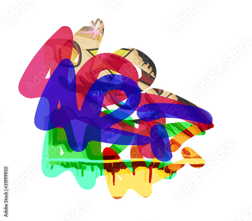 Naklejka - mata magnetyczna na lodówkę Graffiti Art tag illustration