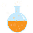 Vector chemistry beaker with bubbling formula. No gradients.