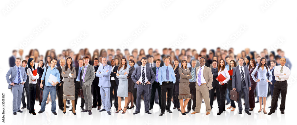 big group of business people. Isolated over white - obrazy, fototapety, plakaty 