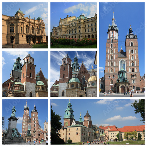 Naklejka dekoracyjna Krakow Poland collage