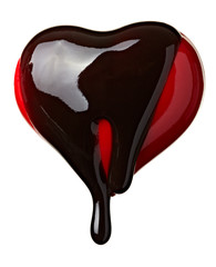 Wall Mural - chocolate syrup leaking heart shape love