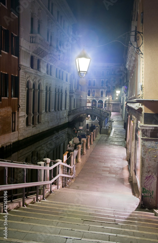 Fototapeta na wymiar Venice street at night, Italy