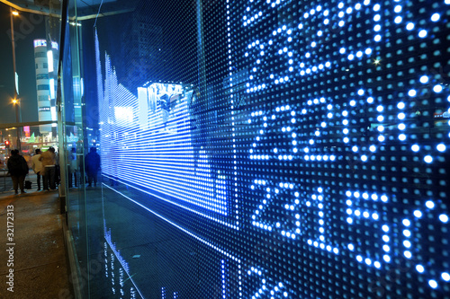 Fotografía Stock ticker board at the stock exchange