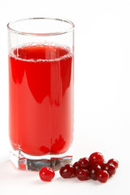 Glass Of Cranberry Juice On A White Background