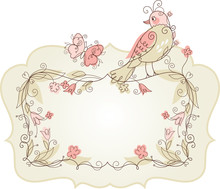 Cute Bird And Frame For Text
