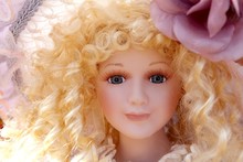 Antique Old Blond Porcelain Doll Face Protrait