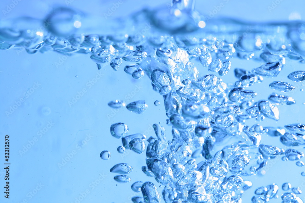 blue water bubbles - obrazy, fototapety, plakaty 