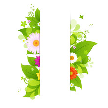 Natural Background With Leaves And Flower