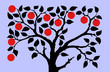 silhouette to aple trees on turn blue background