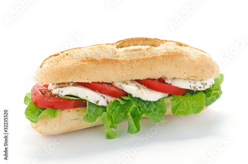 Fotografia, Obraz Panino con mozzarella, insalata e pomodoro
