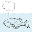 Vector cartoon fish thinking with a blank bubble for your text