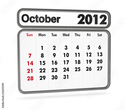 Calendar 12 October Month Stock Illustration Adobe Stock